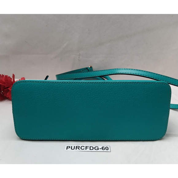 Kate Spade Teal Leather Double Handles Zipper Closure Satchel Bag - Picture 6 of 16